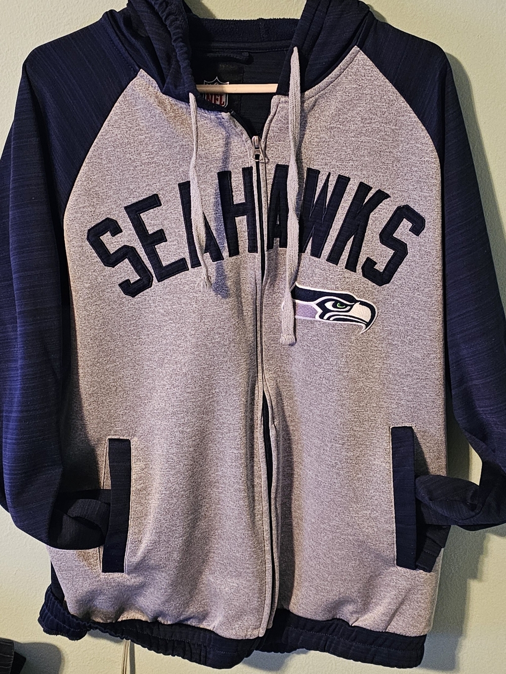 NFL Navy and Gray Zipper Jacket with Embroidered Shield